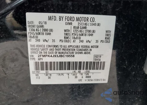 2018 Ford Edge Sel from USA, damaged, VIN 2FMPK4J93JBC19558